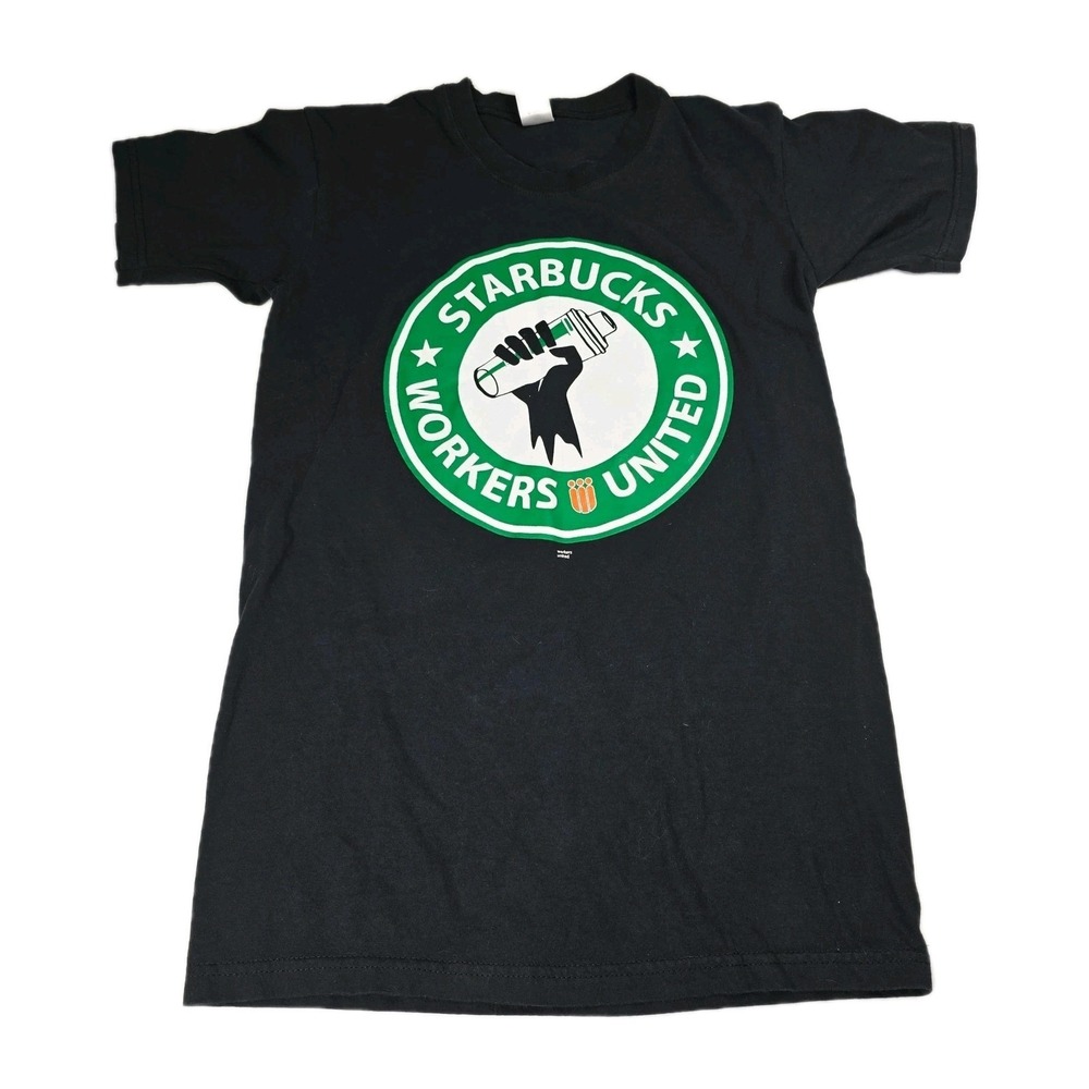 Starbucks Workers United T-Shirt Union Made USA Black Small Activist
